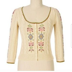 Anthropologie Guinivere Cross Stitch Sweater