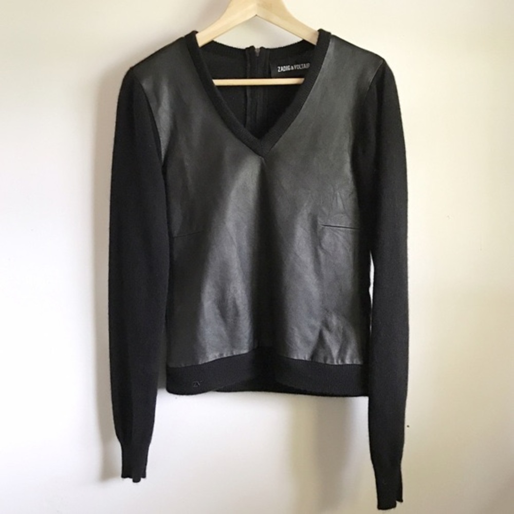 Zadig & Voltaire Leather and Cashmere Sweater