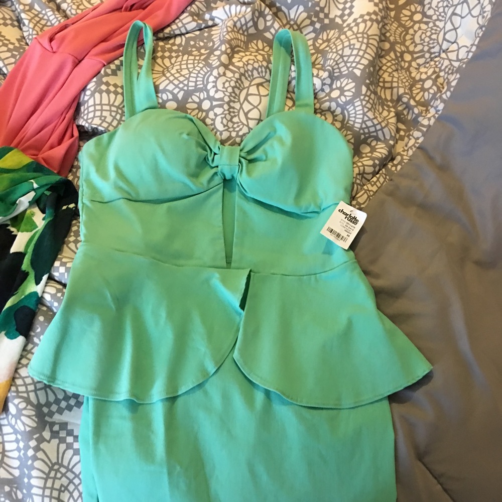 Teal cut out body on dress