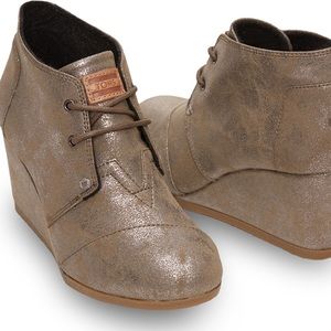 Toms Desert Lace Up Wedge Bootie in Metallic