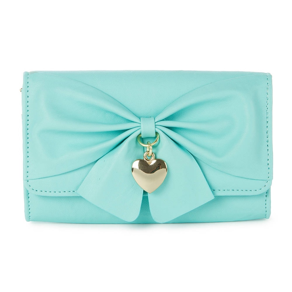 CLAIRES FAUX MINT GREEN WALLET.