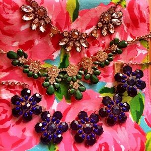 Blue Flower chunky statement necklace