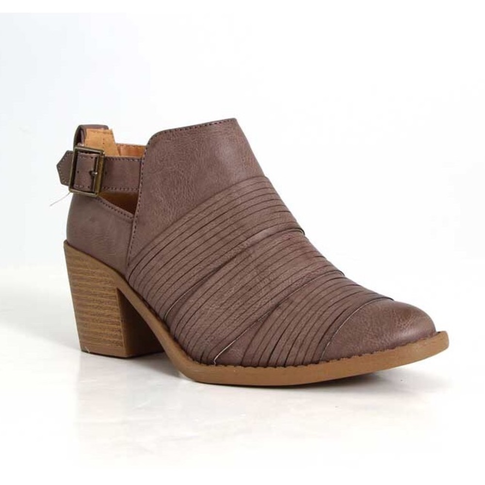 Taupe Strapped Cutout Bootie - Picture 2 of 6