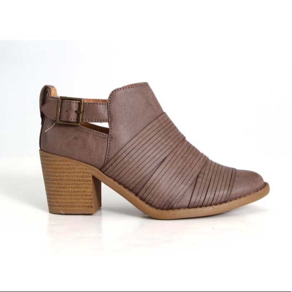 Taupe Strapped Cutout Bootie - Picture 4 of 6