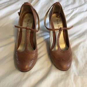 T-Strap Wingtip Heels size 6.5
