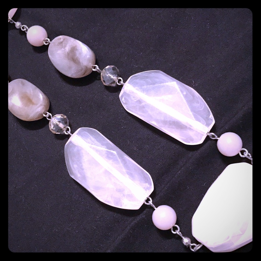 Long Pink and Grey Necklace