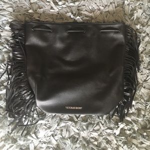 Victoria’s Secret Fringed Black Leather Backpack