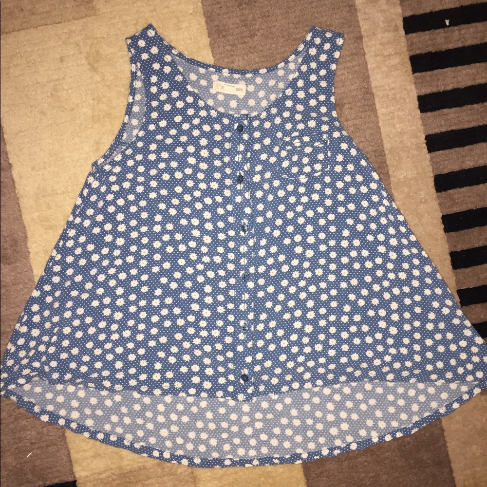 Flower Polka Dot Button Down Blouse