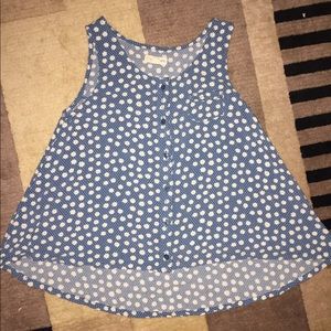 Flower Polka Dot Button Down Blouse