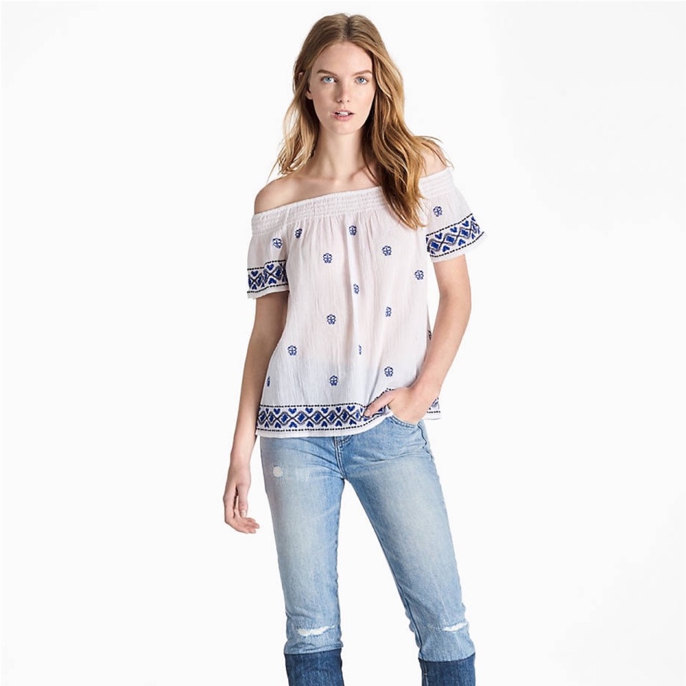 Lucky Brand Off shoulder embroidered top