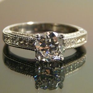Sterling Silver Vintage Style Engagement Ring