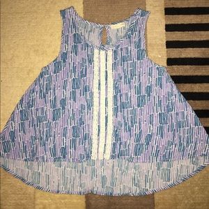 Abstract Button Down Blouse