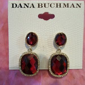 NWT Dana Buchman ruby red drop earrings