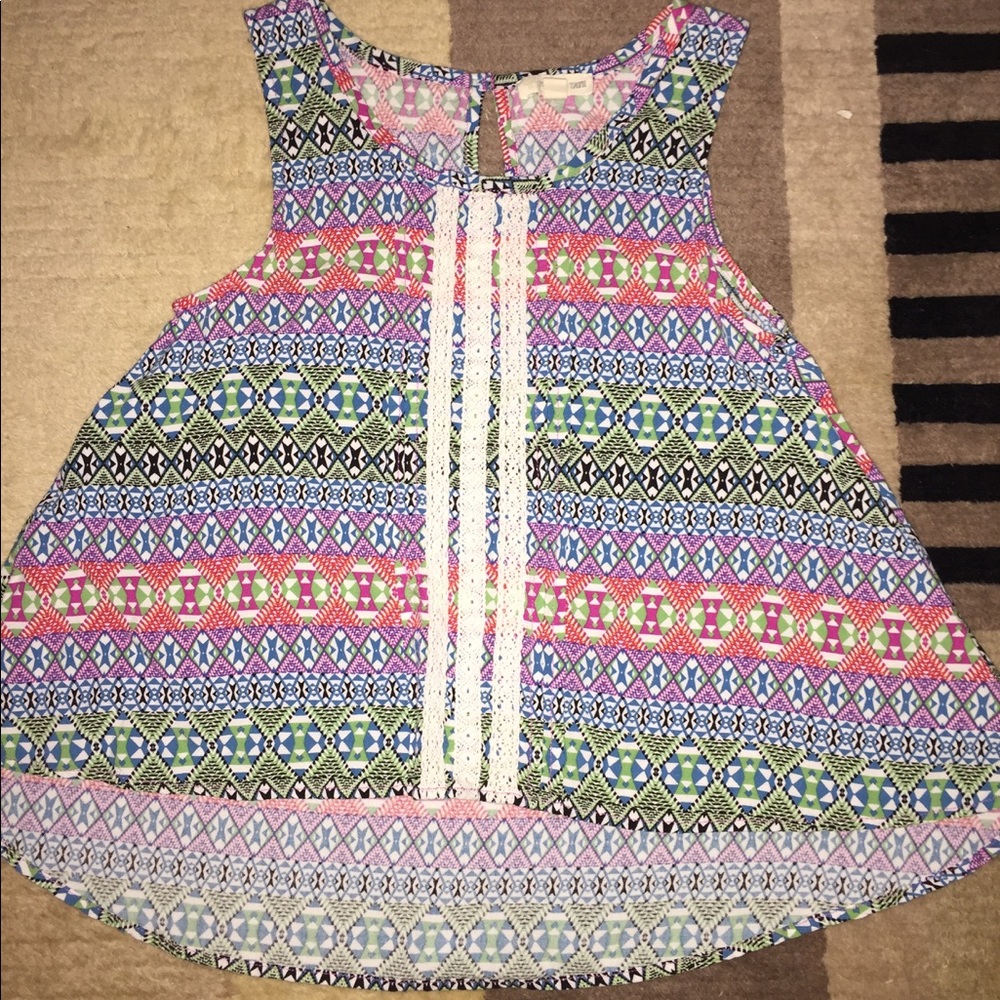 Colorful Abstract Button Down Blouse