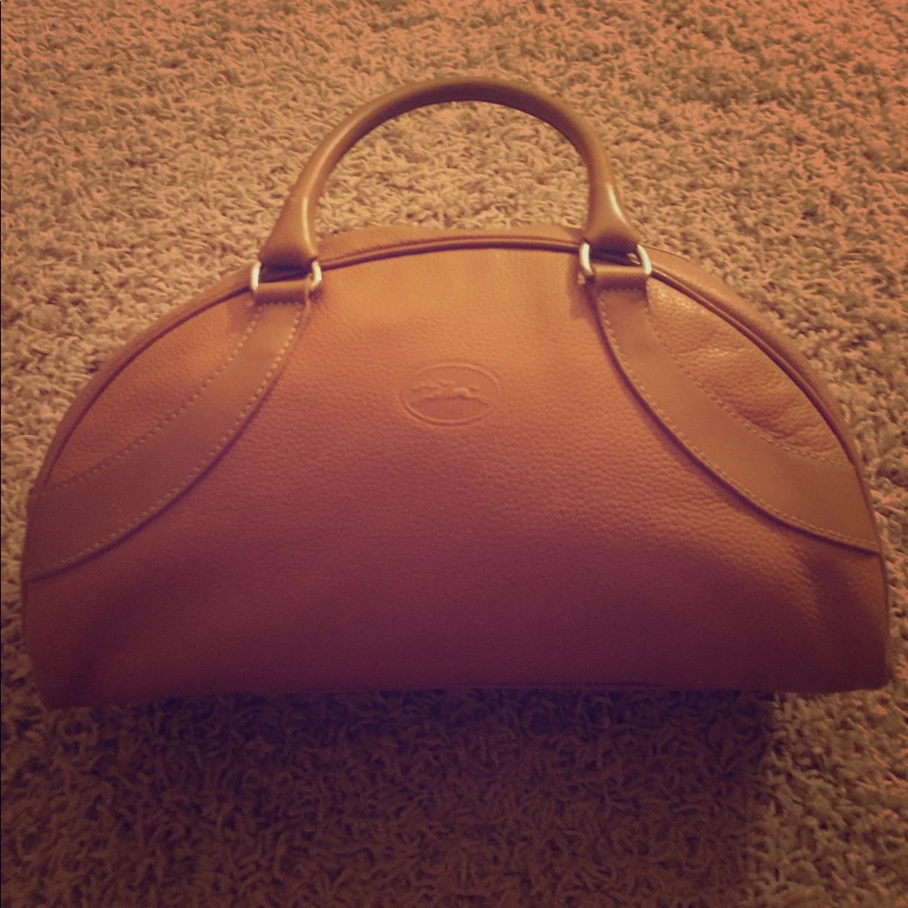 Longchamp brown cream leather purse