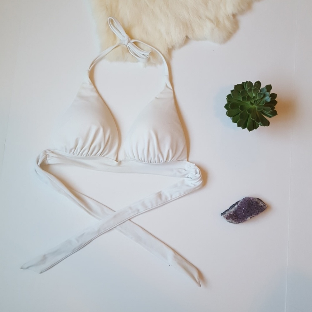 VS padded white halter bikini swim top