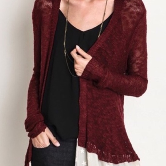 Umgee + Vintage Inspired Lace Cardigan in Wine - Picture 1 of 6