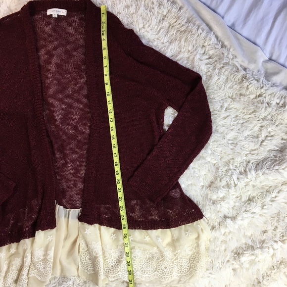Umgee + Vintage Inspired Lace Cardigan in Wine - Picture 6 of 6