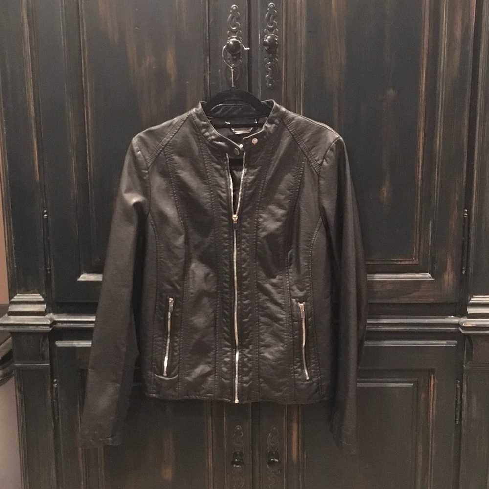 Moto faux leather jacket