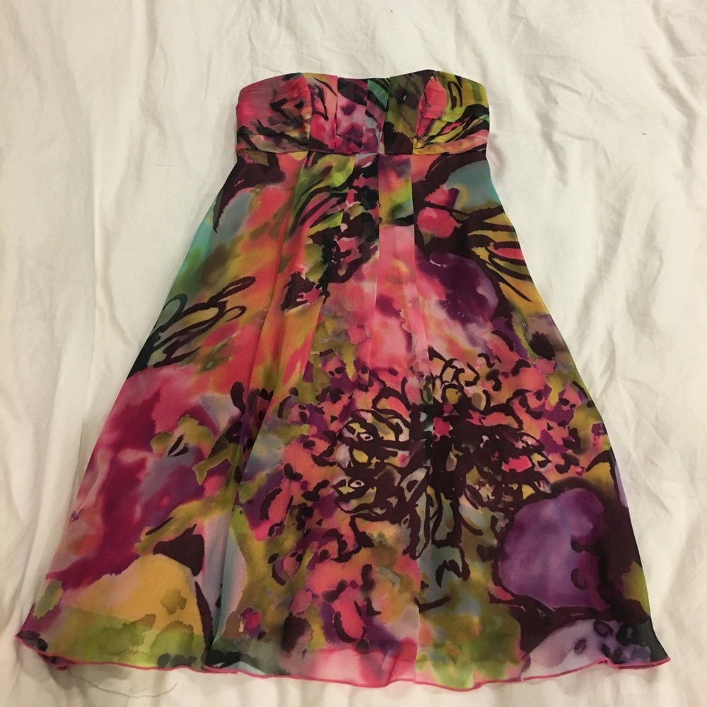 Floral watercolor strapless dress