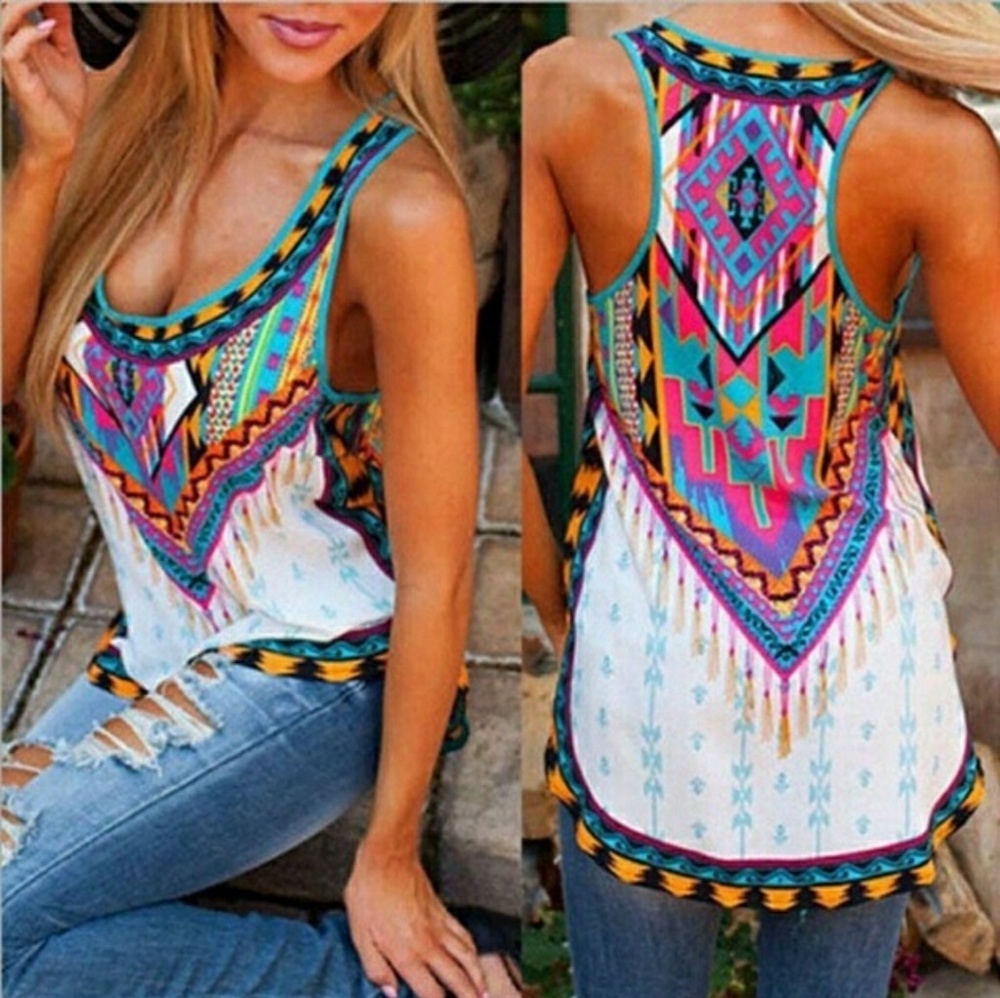 SOLD Multicolored Tribal Pattern Tank Top