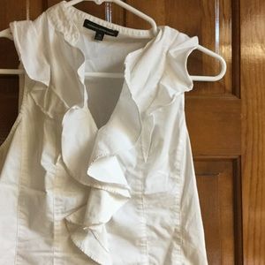 White ruffle blouse