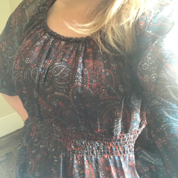 Blue Tassel (Anthro) floaty silk top, M - Picture 2 of 7