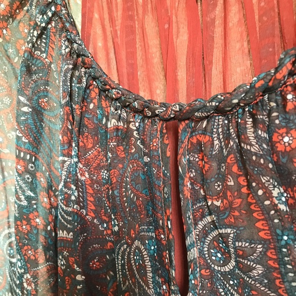 Blue Tassel (Anthro) floaty silk top, M - Picture 4 of 7