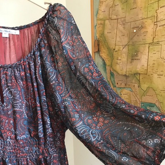 Blue Tassel (Anthro) floaty silk top, M - Picture 3 of 7