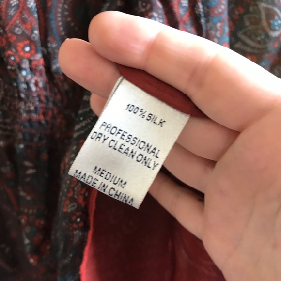 Blue Tassel (Anthro) floaty silk top, M - Picture 7 of 7