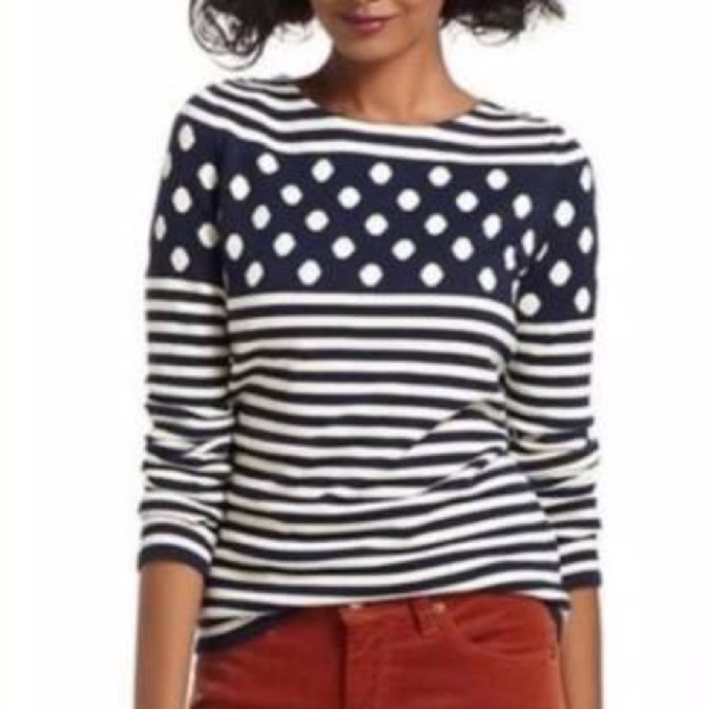 ❤️Sparrow Anthro striped and polka dots, lg sleeve - Picture 1 of 7