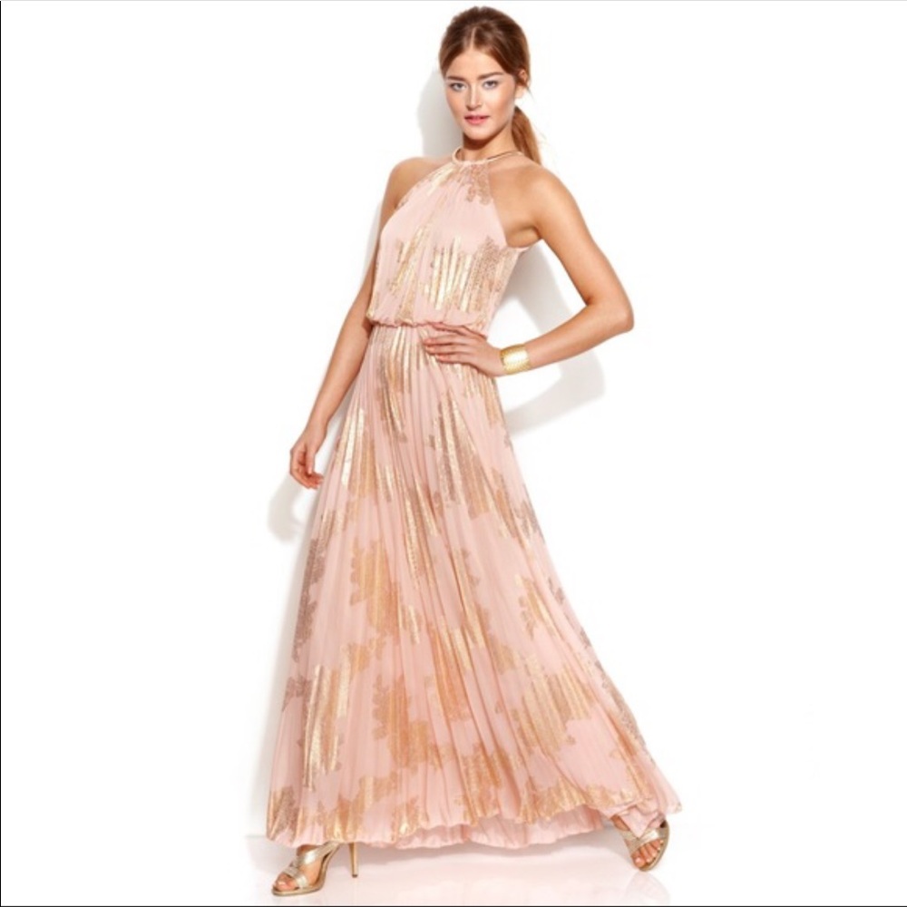 ISO Xscape Metallic Print halter gown
