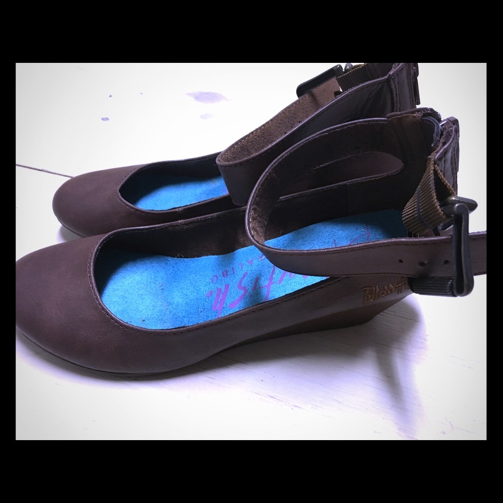 Blowfish Ankle Strap Wedges.