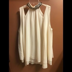 Cream sheer multi-layered XL Venus blouse