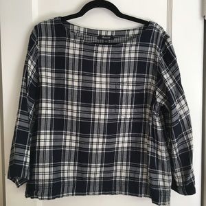 Madewell Flannel 3/4 Sleeve Blouse Sz L