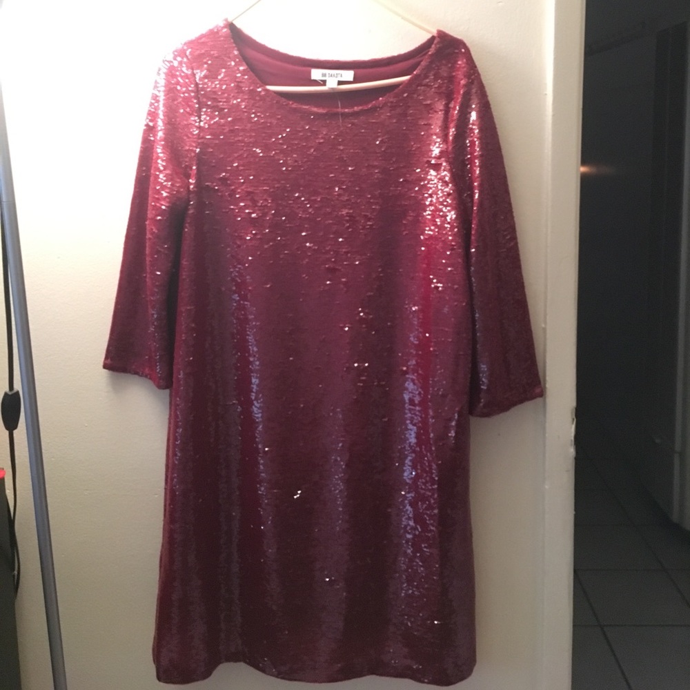 Dark red sequin shift dress