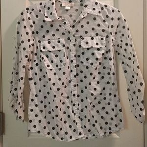 Loft polka dot camp shirt