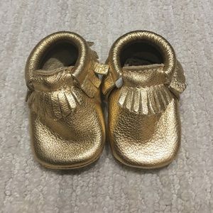 Freshly Picked gold baby moccasins size 1.