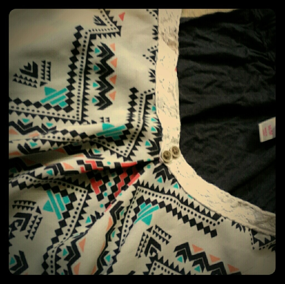 Adorable Tribal print two tone tank top
