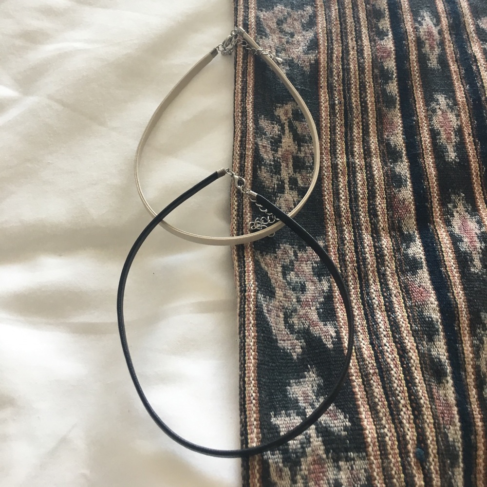 Black and white leather chokers bundle