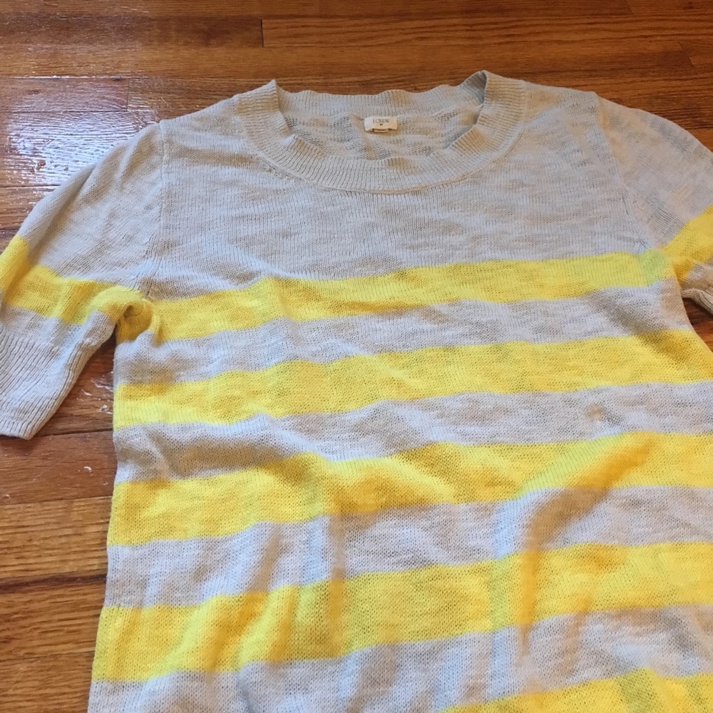 J. CREW: Size Small, Grey / Yellow Stripe Sweater