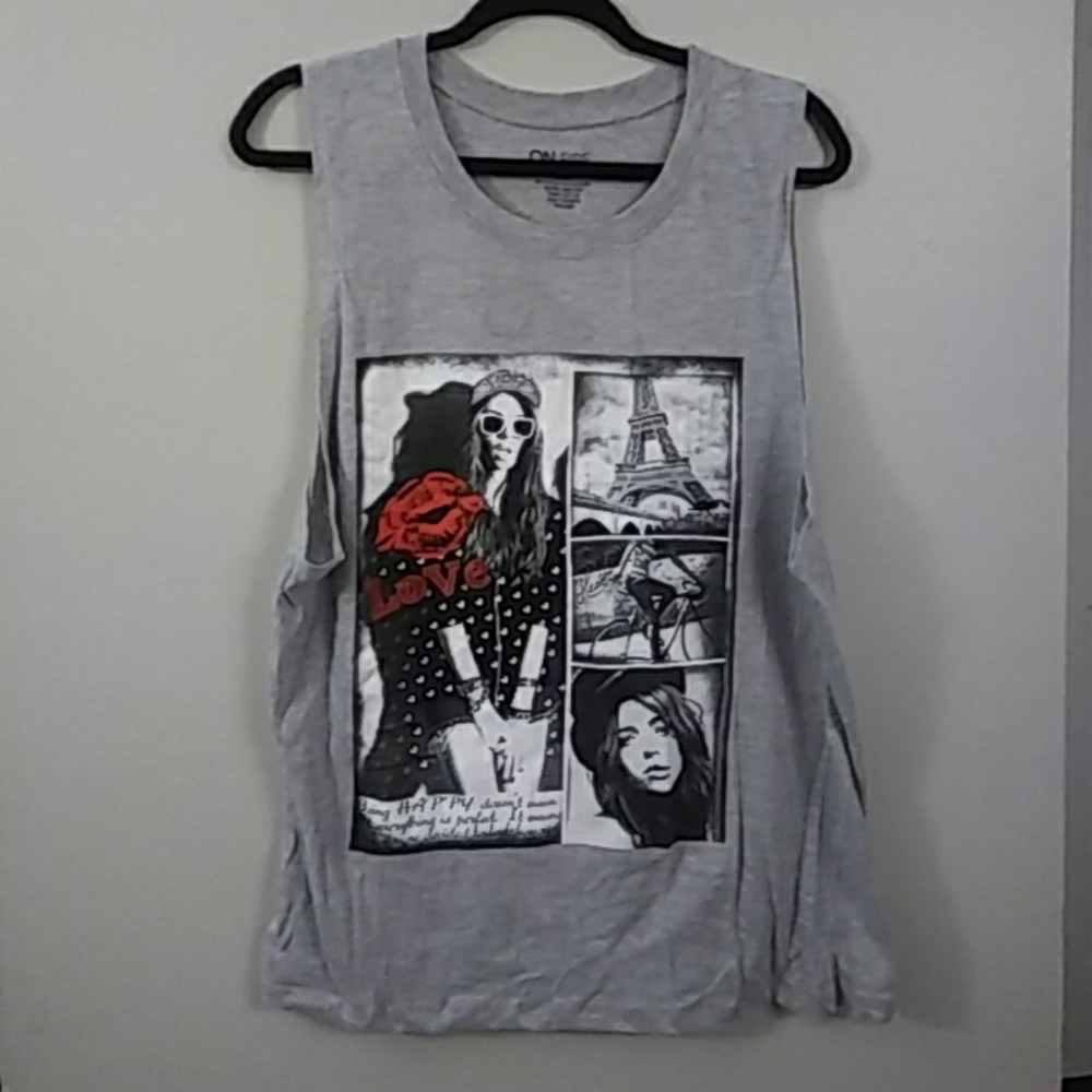 Women's Sleveless Grey Eiffel Tower Shirt