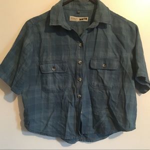 Topshop top. Plaid shirt