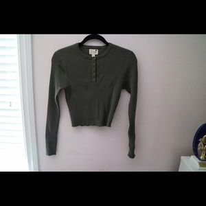 Ribbed, long sleeved, crop top shirt