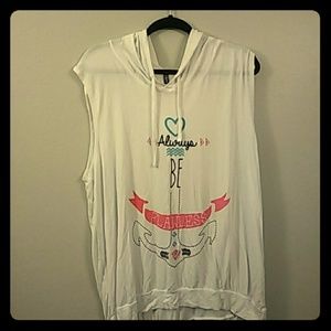 Women's Sleveless Anchor Shirt Drawstring & Hood