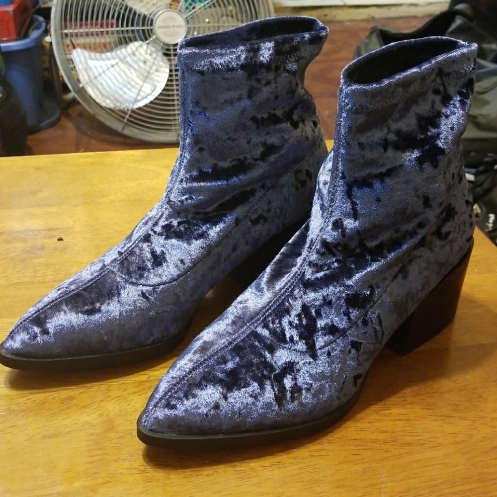 Asos blue velvet sock boots
