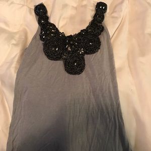 Grey embellished tank top