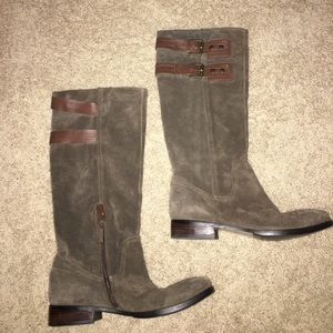 Felt brown/green boots