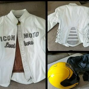 Icon Motorcycle Jacket And Helmet With gloves