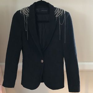 Zara Floral Embroidered Blazer